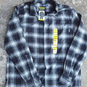 Eddie Bauer Caviar Jackson Plaid Cotton Flannel Shirt M  NWT